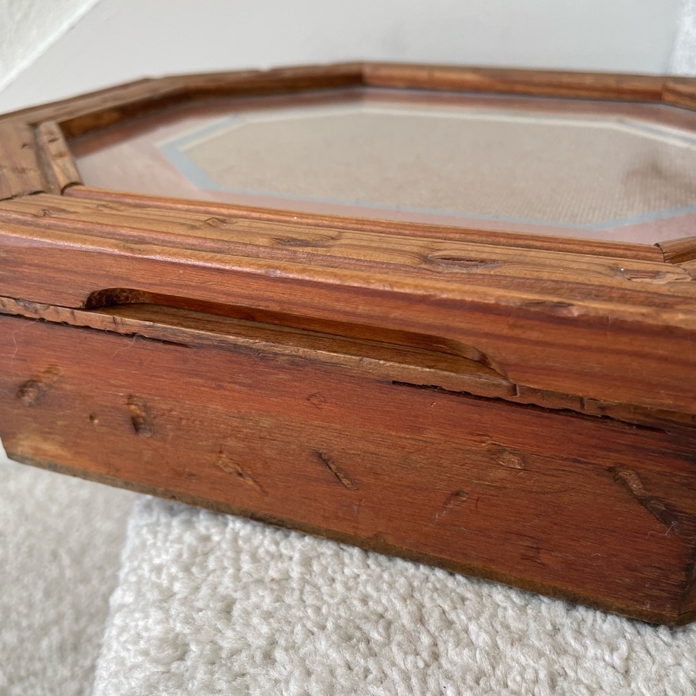 Vintage Wood Curio Knick Knack Display Case Shadow Octagonal Box - Picture 7 of 11